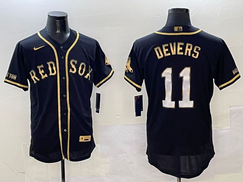 Men Boston Red Sox #11 Devers Black Gold three generations Elite 2025 Nike MLB Jersey style 6->boston red sox->MLB Jersey